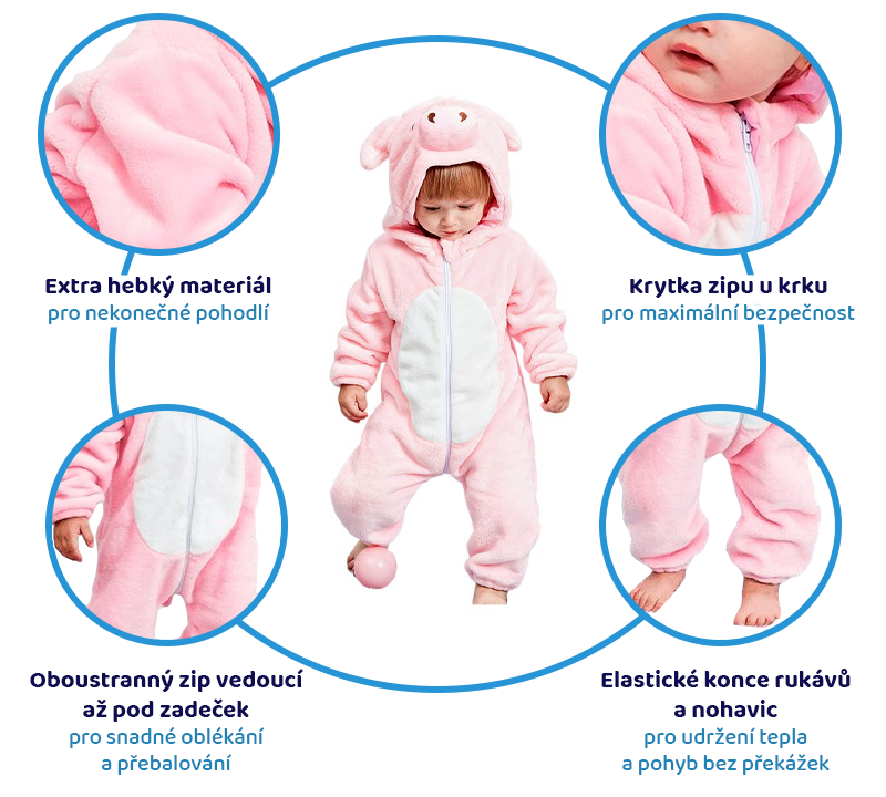 Dětský plyšový overal prasátko